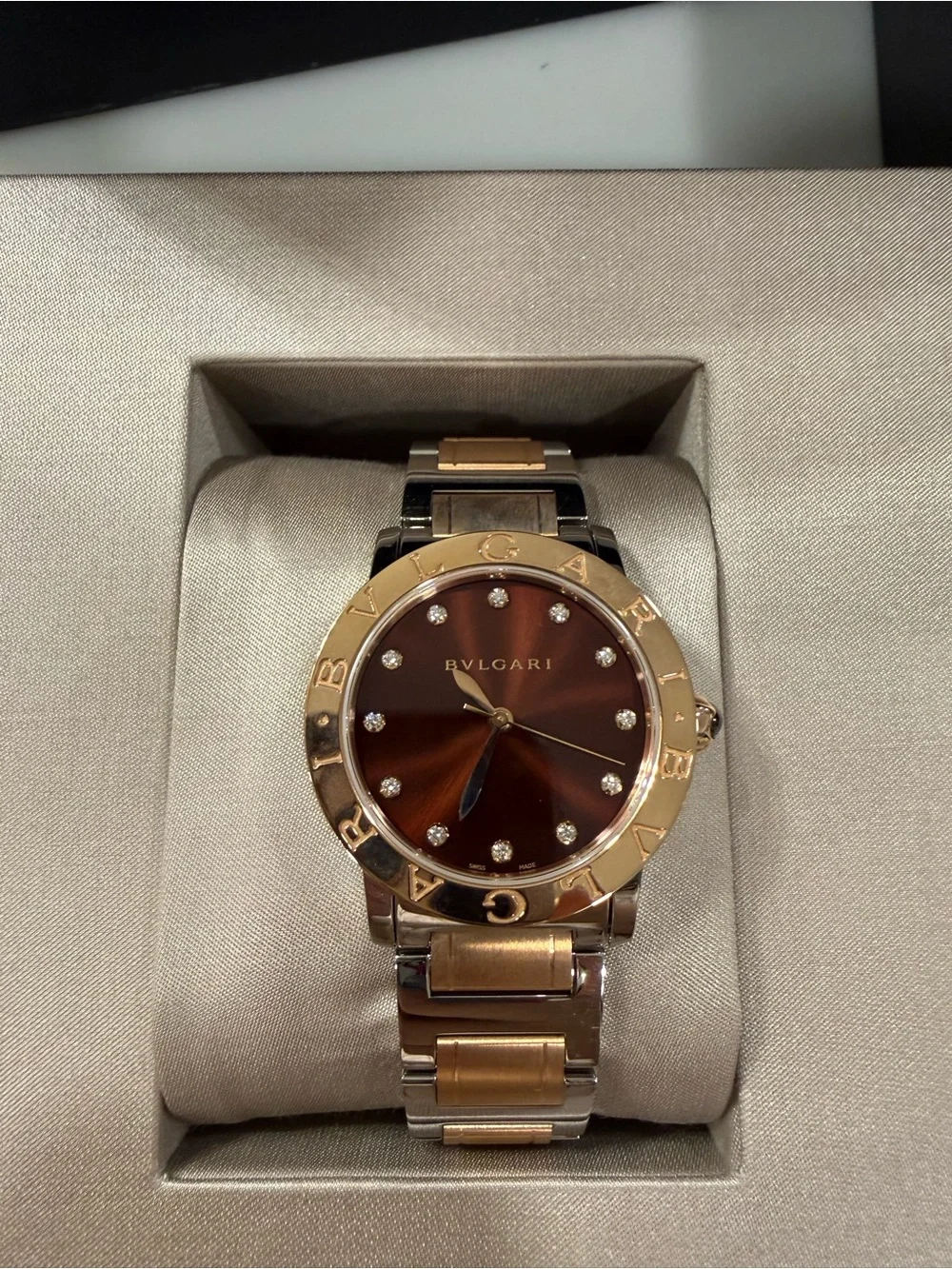 Bulgari Two-Tone Gold & Brown Dial Watch